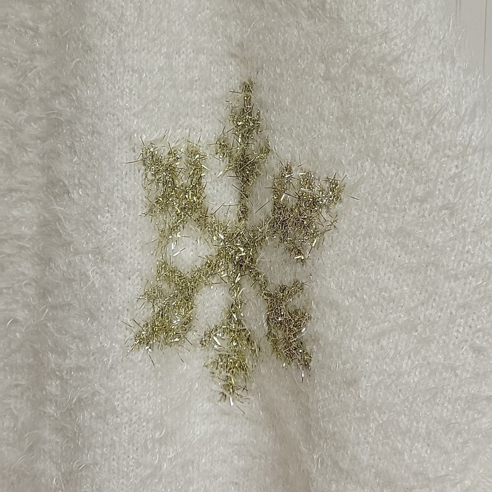33 Degrees White and Gold Snowflake Cardigan, Women's XL - Picture 5 of 7